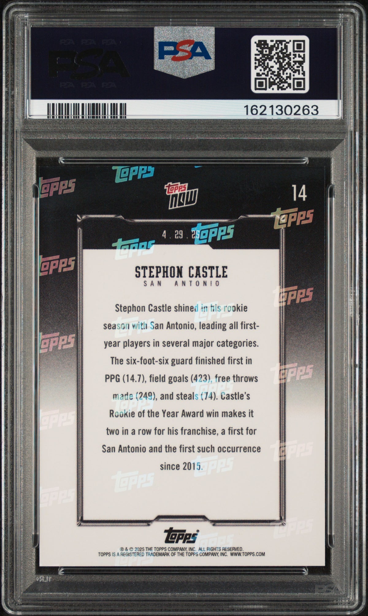 2024 Topps Now Stephon Castle #14 PSA 10