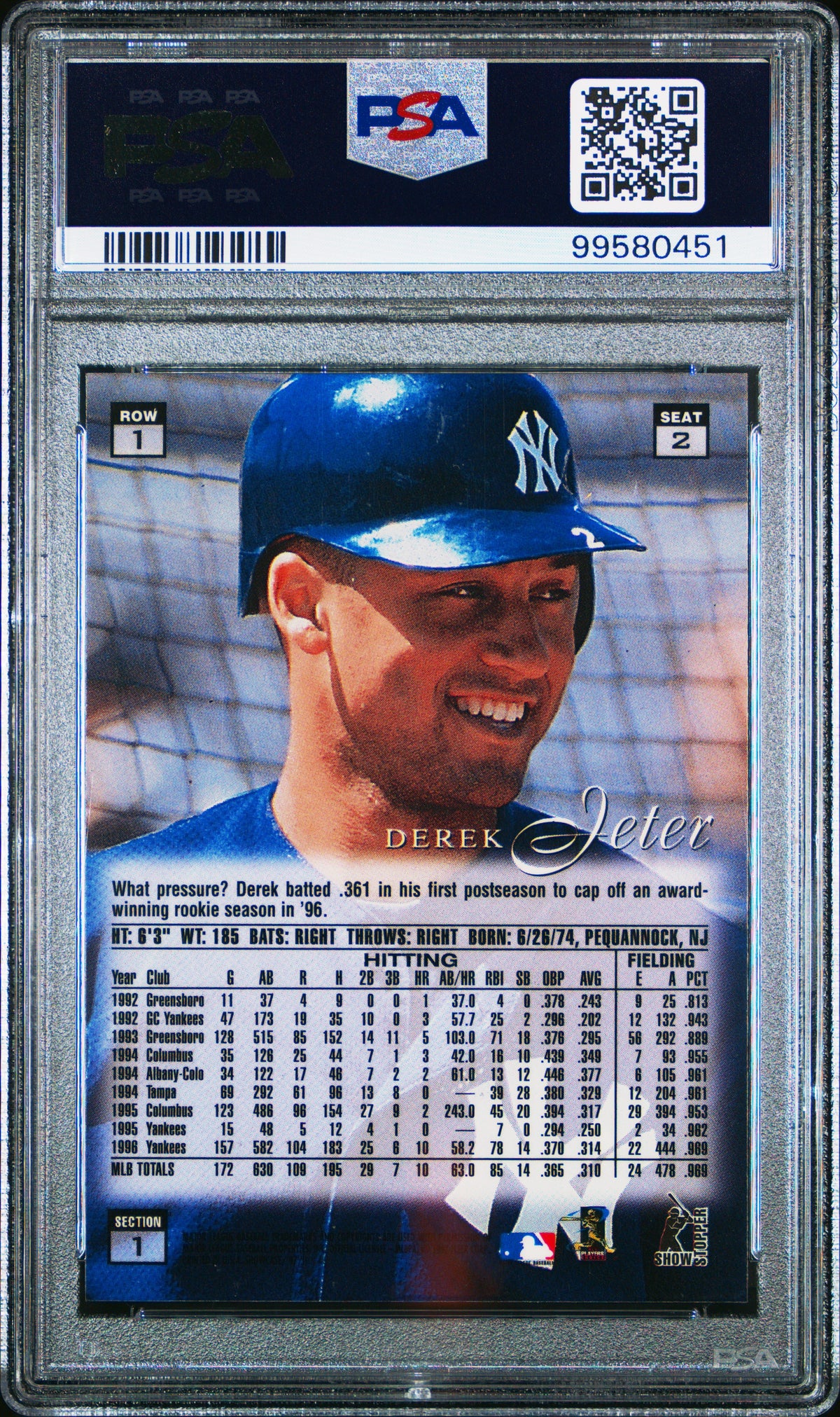 1997 Flair Showcase Derek Jeter #2 Row 1 PSA 8