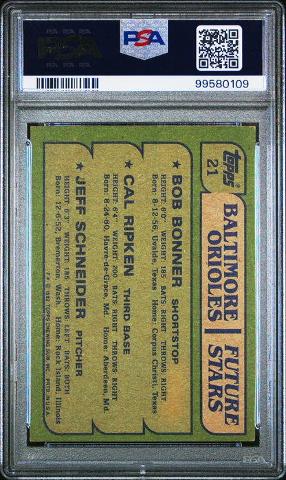 1982 Topps Orioles Future Stars #21 Bonner Ripken Schneider PSA 5