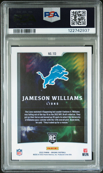 2022 Panini Origins Jameson Williams #113 Green /5 PSA 9
