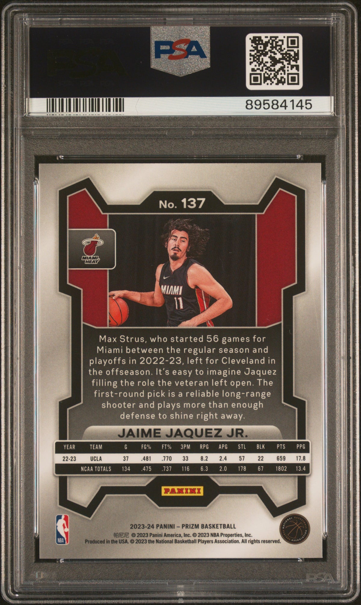 2023 Panini Prizm Jaime Jaquez JR. #137 PSA 10