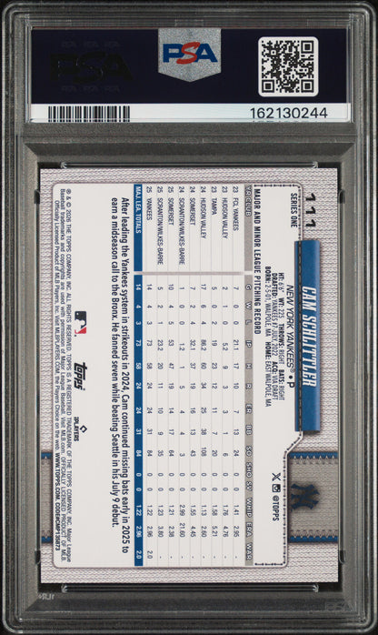 2026 Topps Cam Schlittler #111 Holiday PSA 9