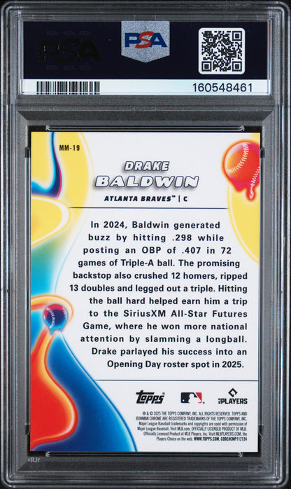 2025 Bowman Chrome Melt Mashers Drake Baldwin #MM-19 PSA 10