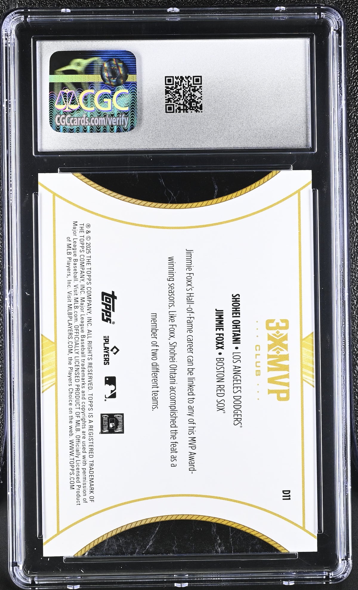 2025 Topps Welcome To The Club Shohei Ohtani Jimmie Foxx 3X MVP Dual CGC 8.5
