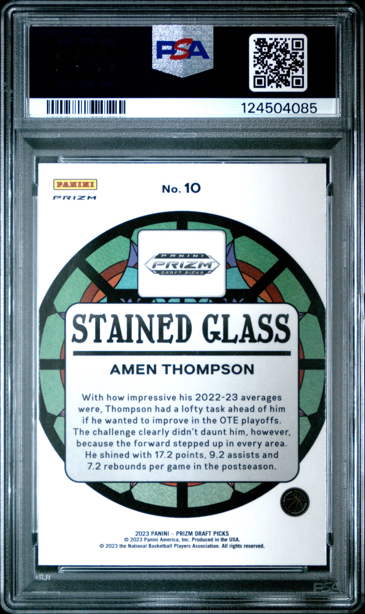 2023 Panini Prizm Draft Picks Stained Glass Amen Thompson #10 PSA 9