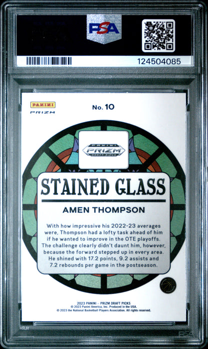 2023 Panini Prizm Draft Picks Stained Glass Amen Thompson #10 PSA 9