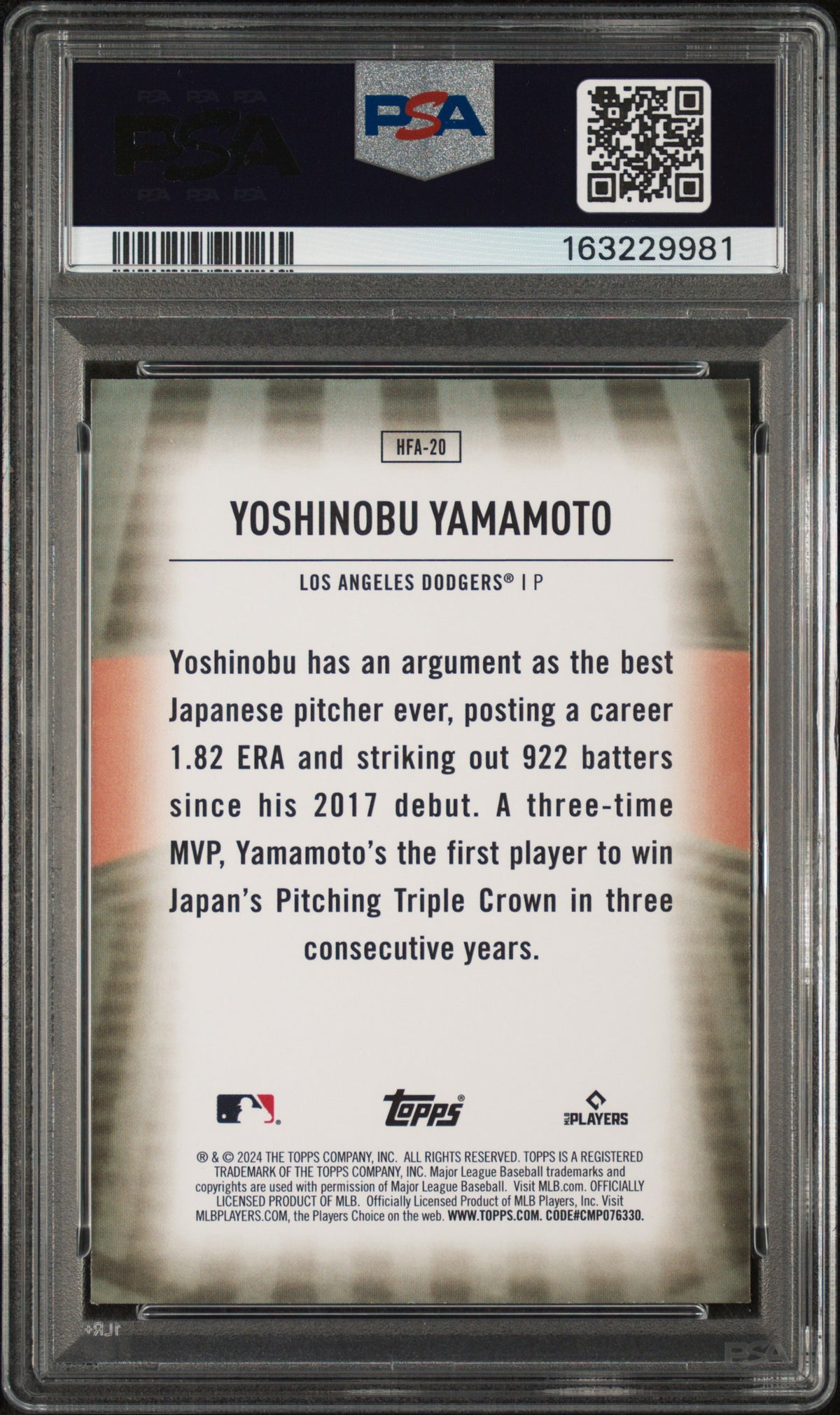 2024 Topps Series 2 - Home Field Advantage Yoshinobu Yamamoto #HFA-20 (RC)