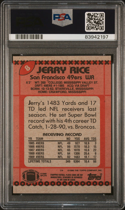 1990 Topps Jerry Rice #8 PSA 8
