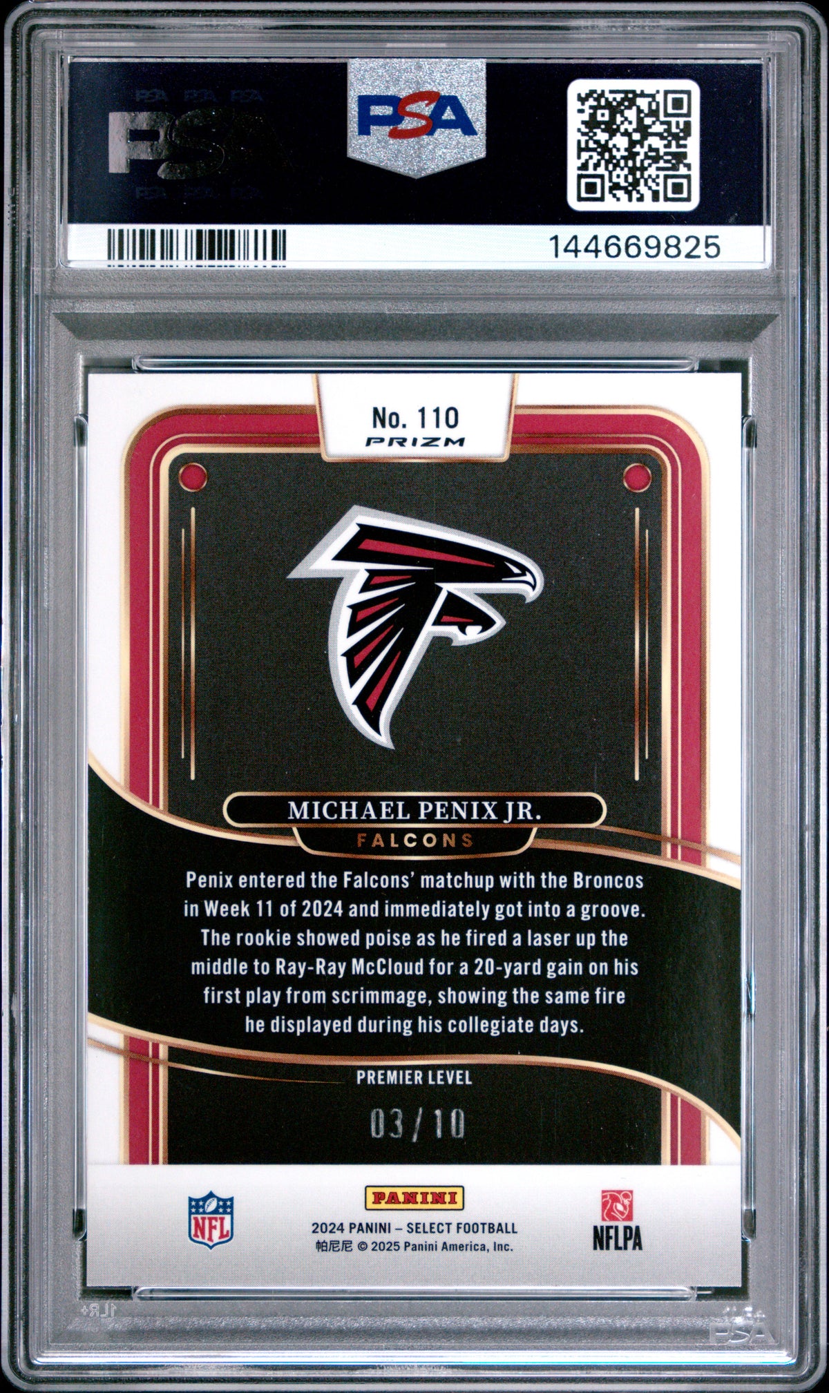 2024 Panini Select Michael Penix JR. #110 Gold Disco 3/10 PSA 10