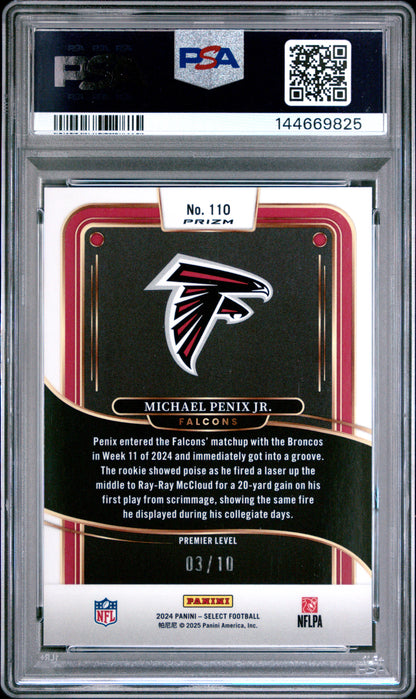 2024 Panini Select Michael Penix JR. #110 Gold Disco 3/10 PSA 10