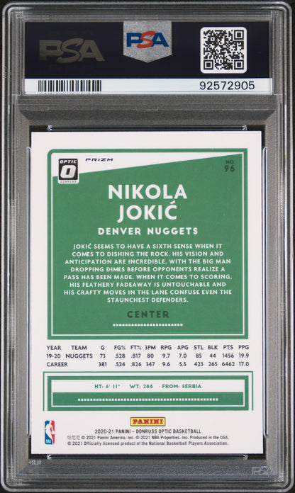 2020 Panini Donruss Optic Nikola Jokic #96 Blue Velocity PSA 9