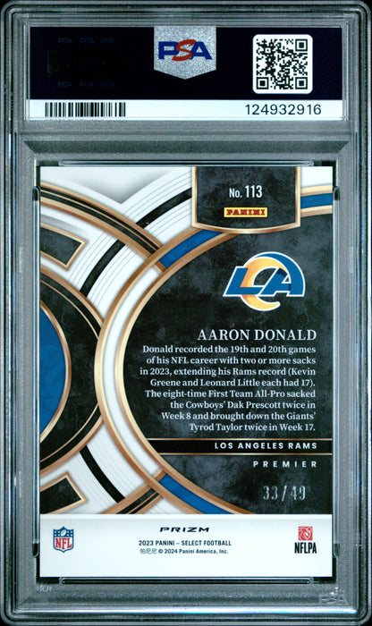 2023 Panini Select Aaron Donald #113 Red Disco Prizm PSA 10