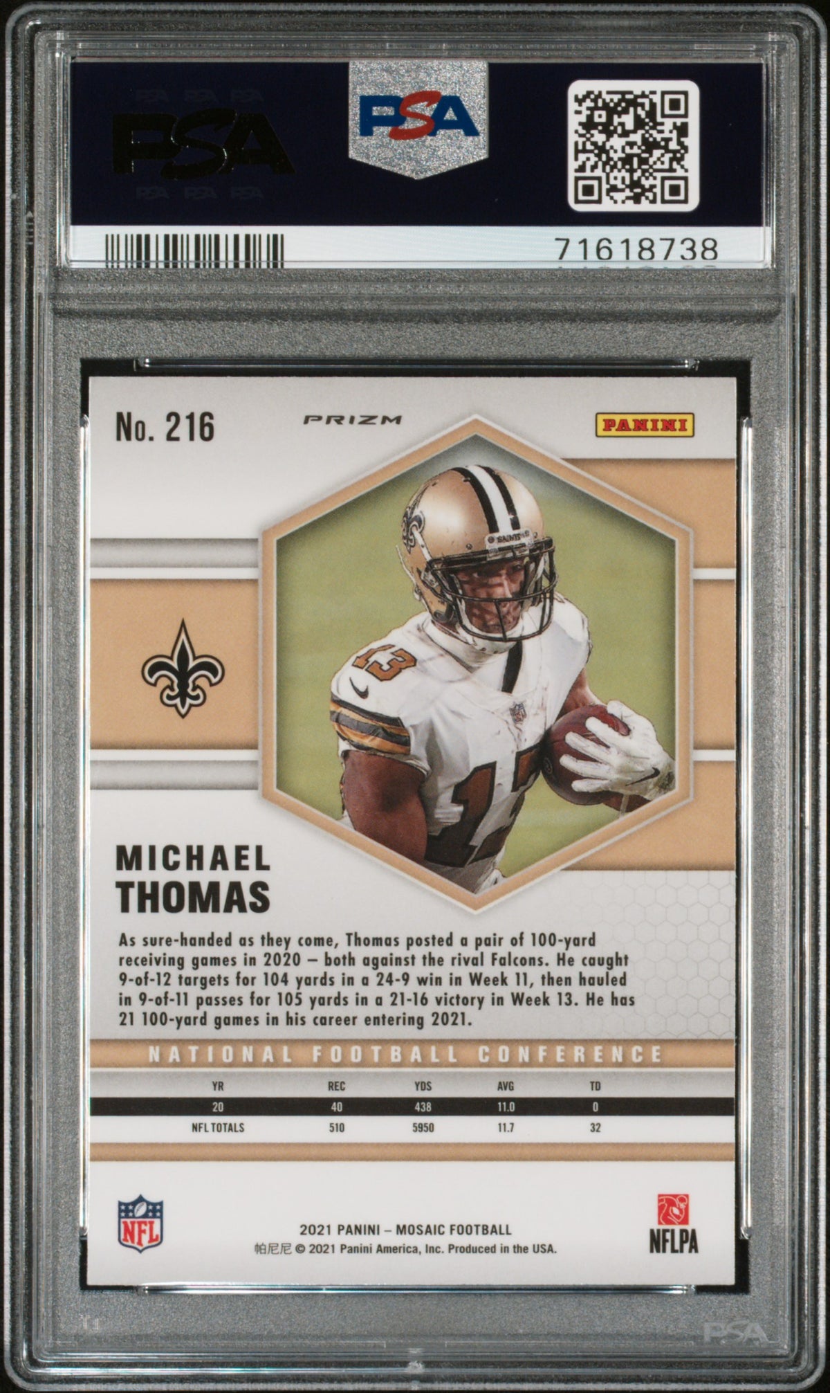 2021 Panini Mosaic Michael Thomas #216 Honeycomb PSA 10