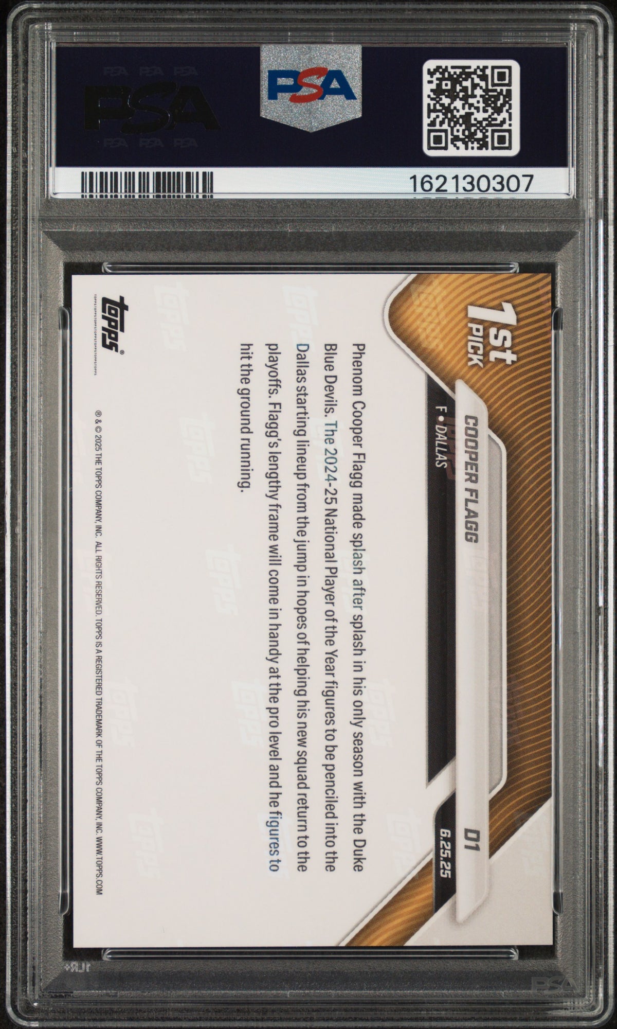 2025 Topps Now Draft Cooper Flagg #D1 PSA 9