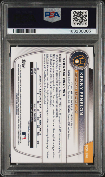 2025 Bowman Chrome - Prospects Kenny Fenelon, Kenny Fenelon #BCP-190 Aqua...