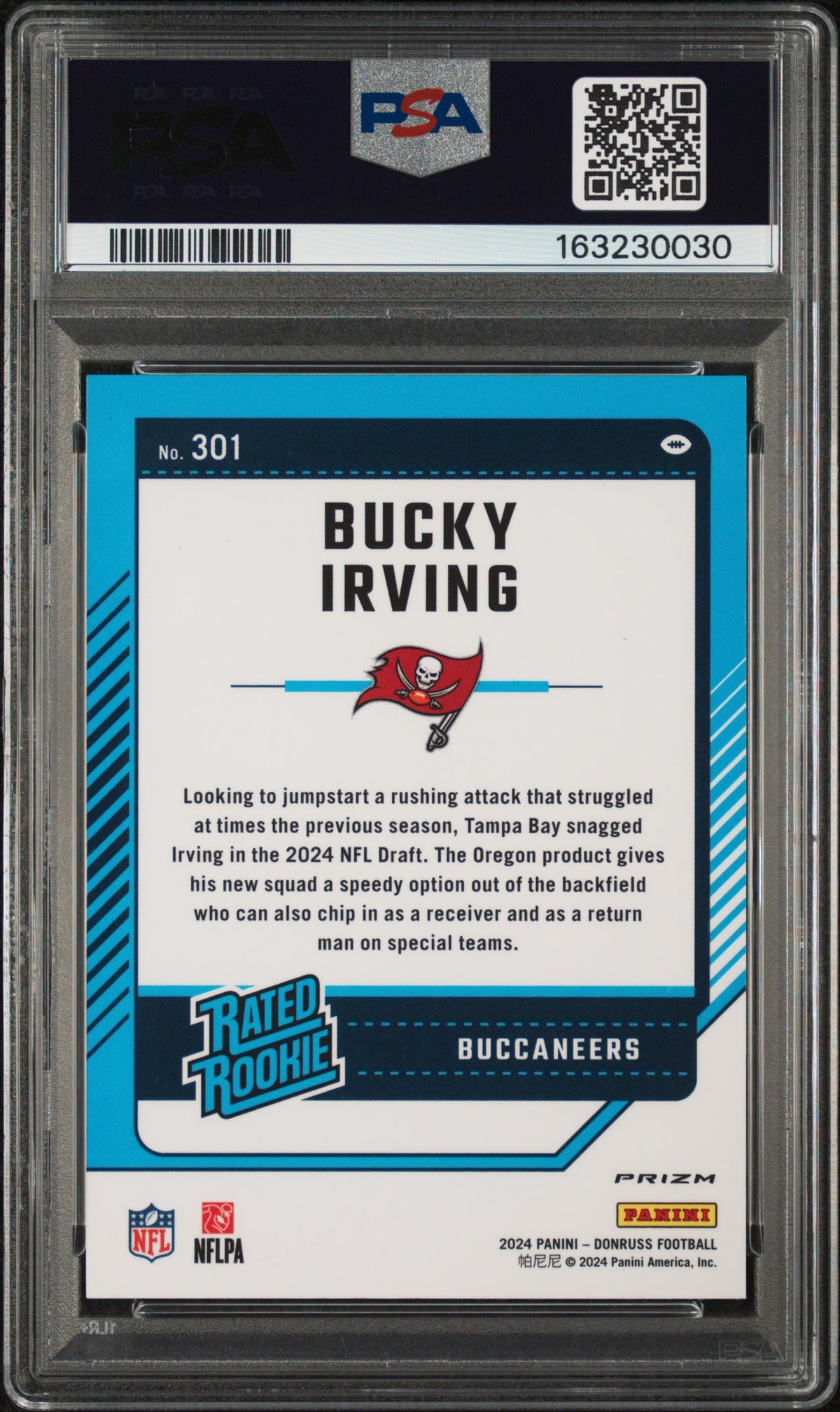 2024 Panini Donruss Bucky Irving #301 Optic Preview Pink PSA 10
