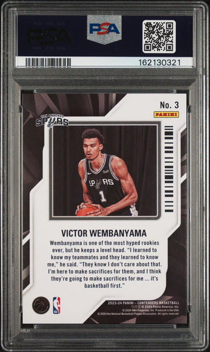 2023 Panini Contenders Rookie Of The Year Contenders Victor Wembanyama #3 PSA 9