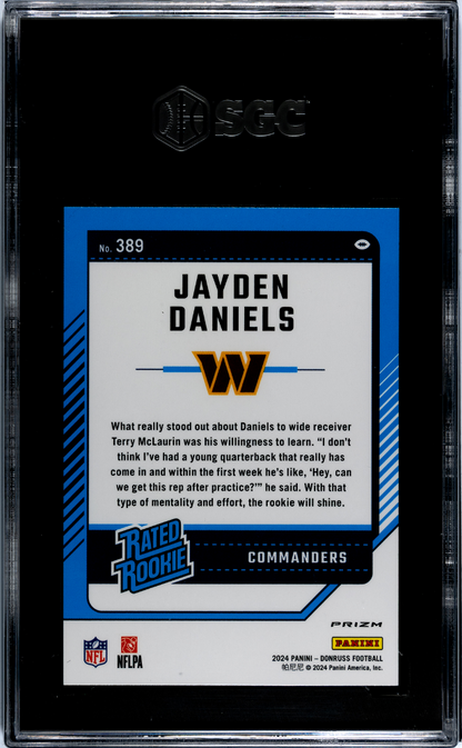 2024 Donruss Jayden Daniels #389 Optic Preview Pink Prizm SGC 9
