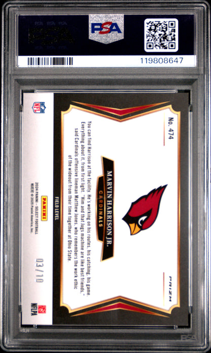 2024 Panini Select Marvin Harrison JR. #474 Gold Prizm PSA 10