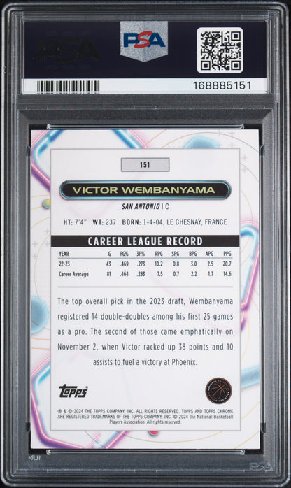 2023 Topps Cosmic Chrome Victor Wembanyama #151 Aqua Equinox PSA 9