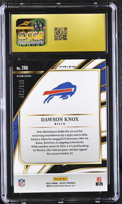 2025 Panini Select Dawson Knox #286 Neon Green Shock CGC 10