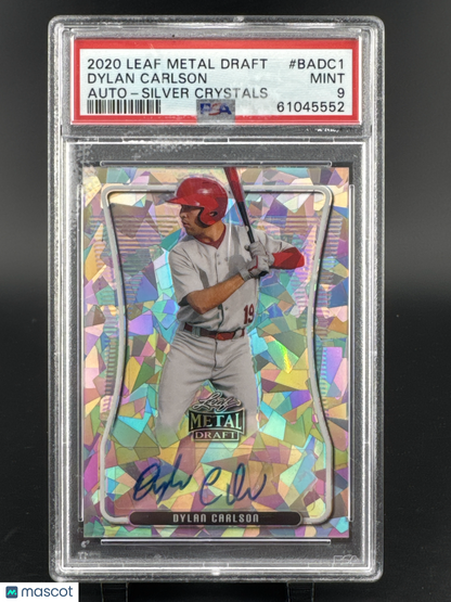 2020 Leaf Metal Draft Autograph Dylan Carlson #BADC1 Silver Crystals PSA 9