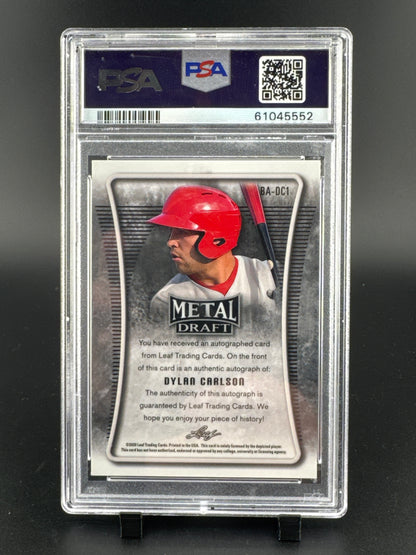 2020 Leaf Metal Draft Autograph Dylan Carlson #BADC1 Silver Crystals PSA 9