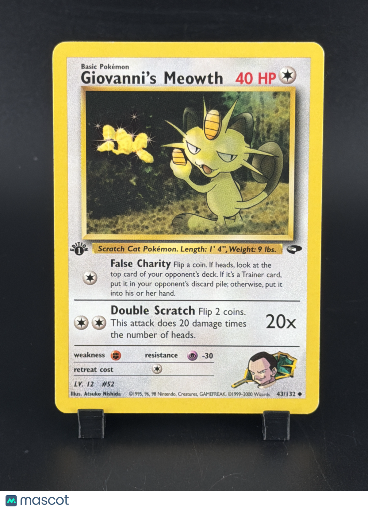 2000 Gym Challenge Giovanni's Meowth Uncommon 1st Edition #43/132