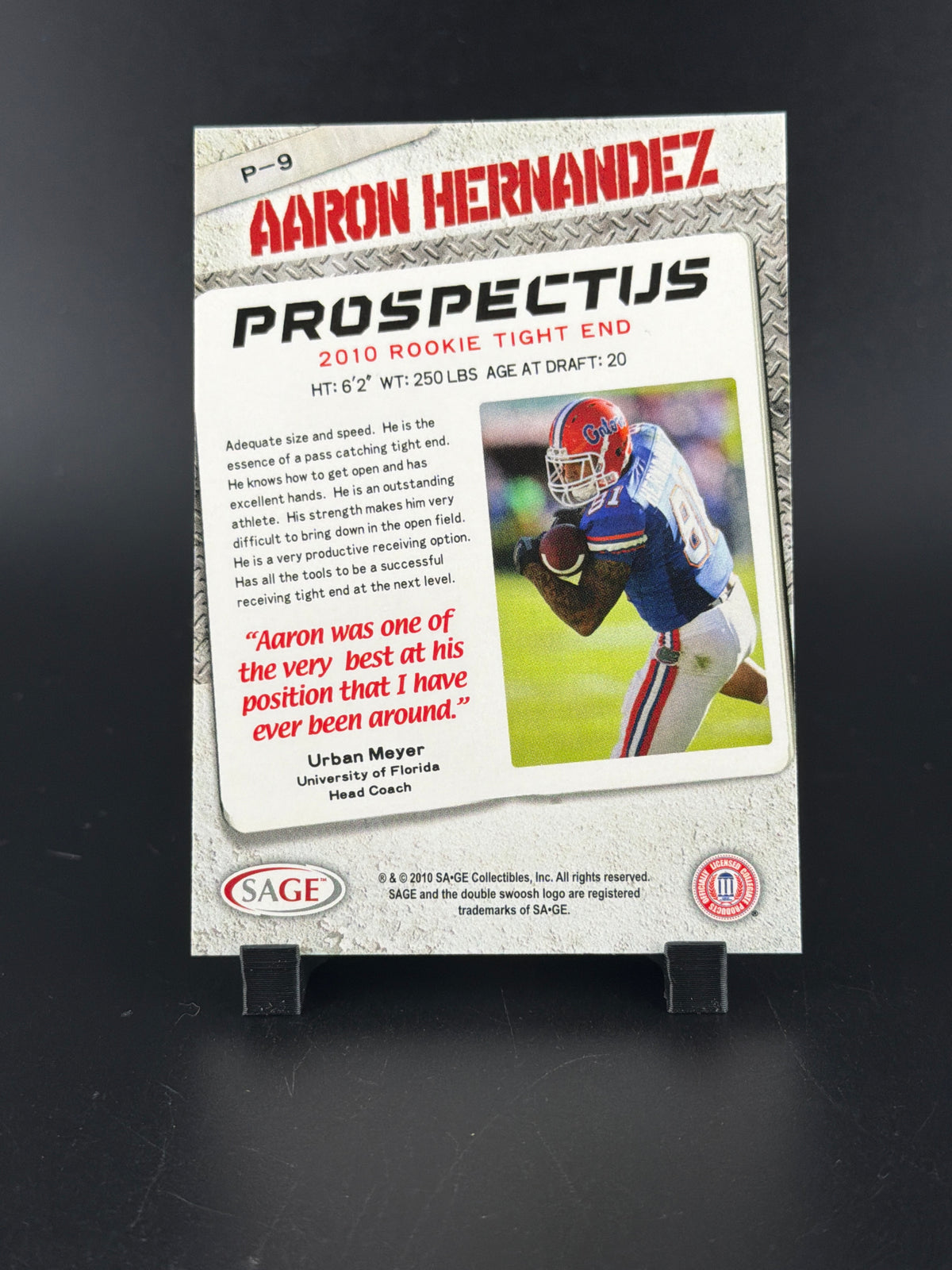 2010 SA-GE HIT Aaron Hernandez #P-9