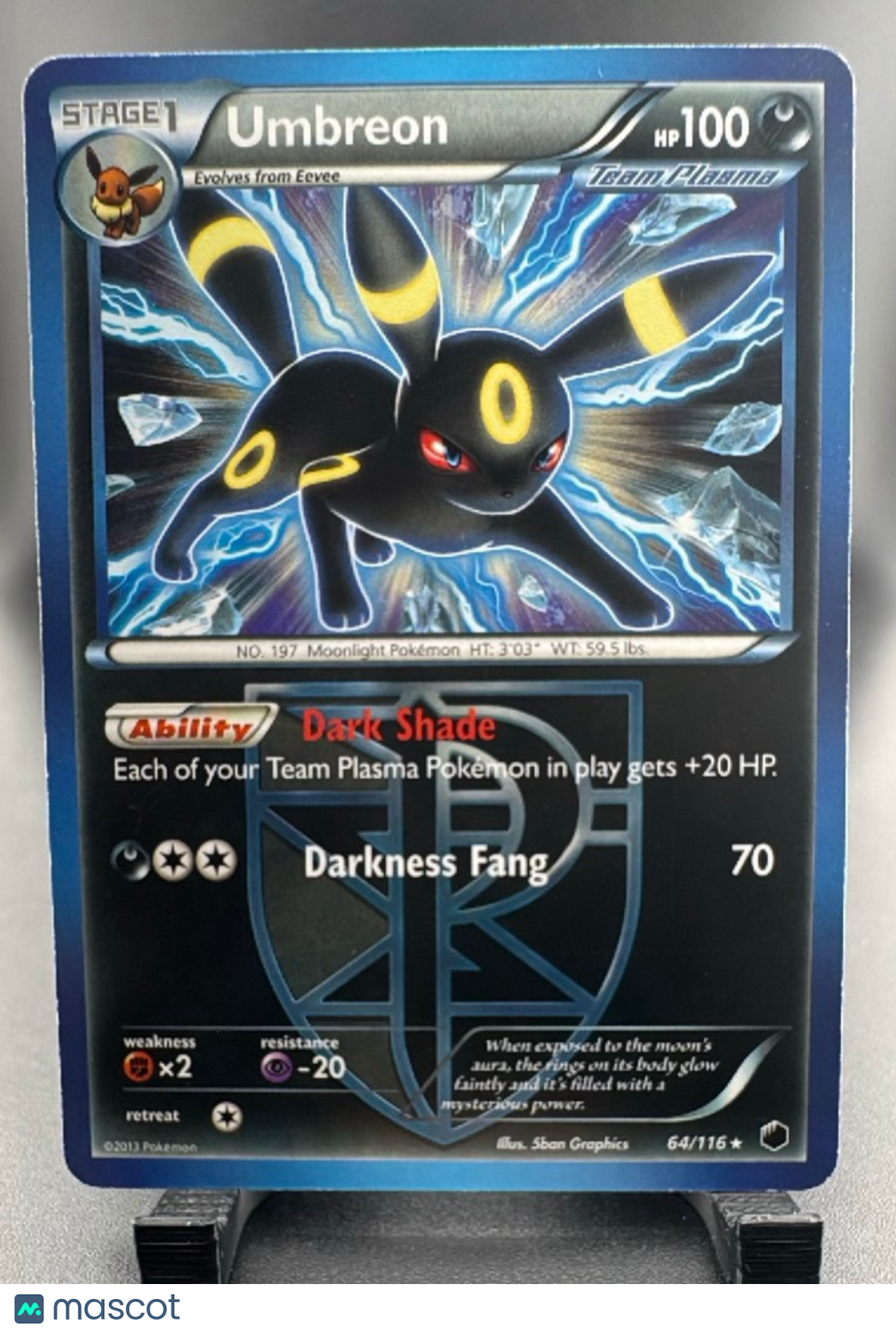 2013 Plasma Freeze Umbreon Holo Rare #64/116