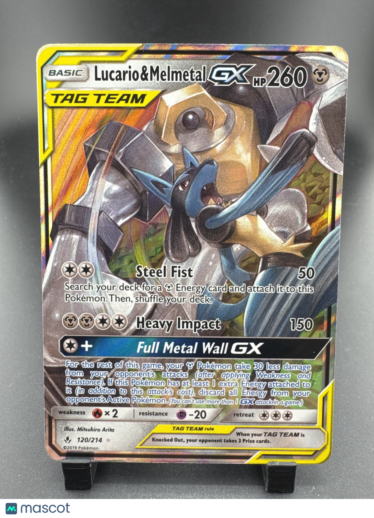 2019 Unbroken Bonds Lucario & Melmetal GX Holo Rare FA #120/214