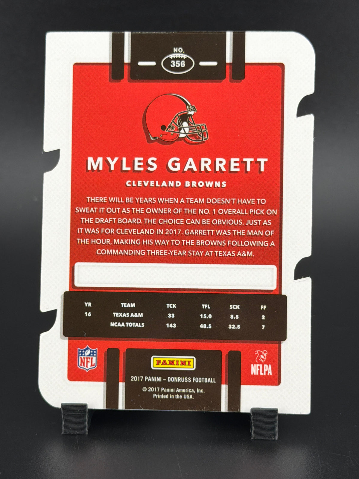 2017 Panini Donruss Myles Garrett #356 Press Proof Die Cut /75 RC