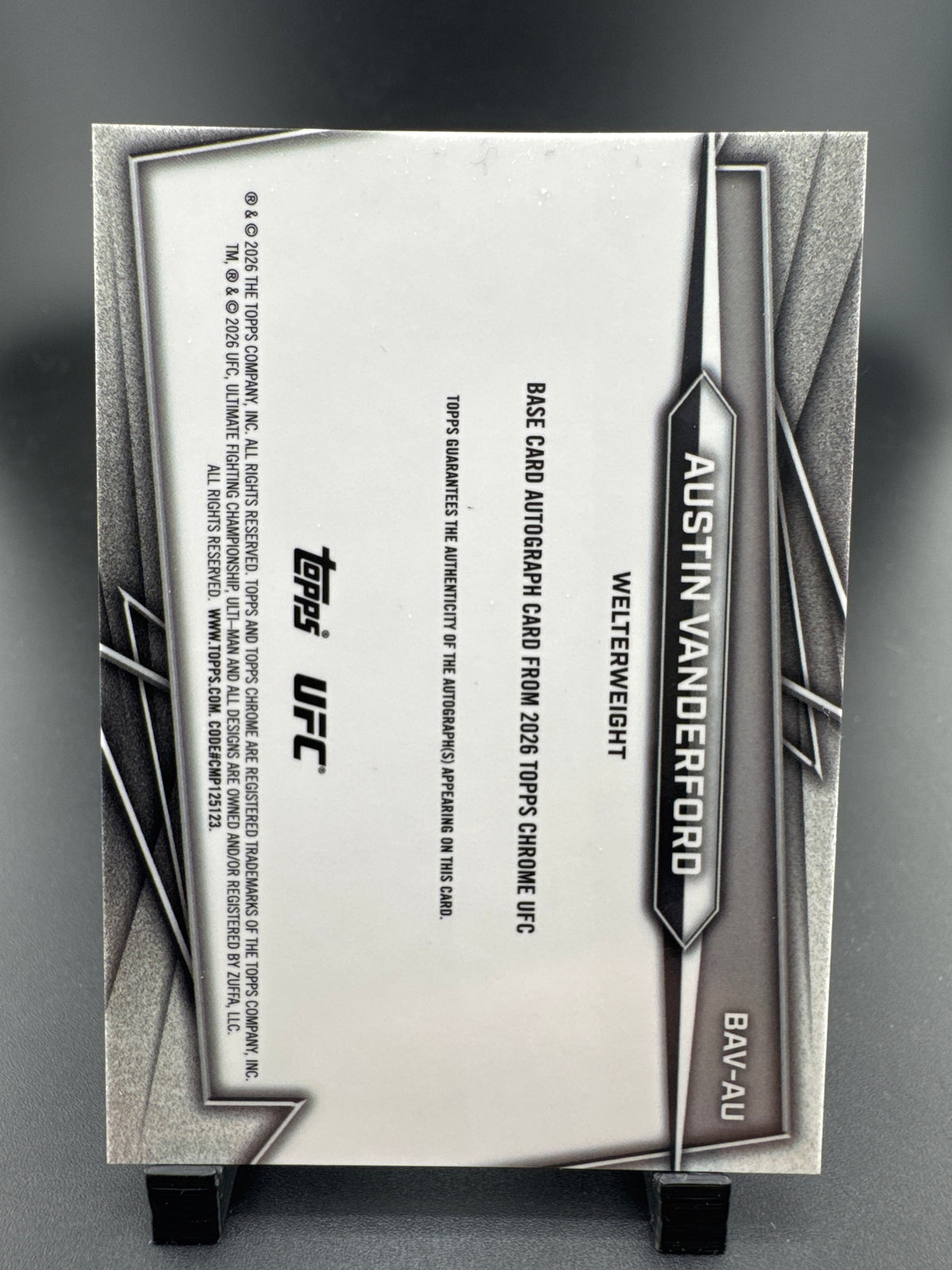 2026 Topps Chrome UFC Austin Vanderford #BAV-AU Orange /25 RC