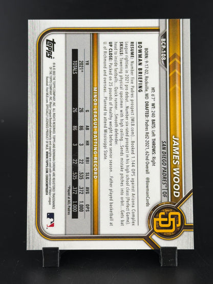 2022 Bowman Chrome James Wood #BCP-108 Purple Mojo Refractor