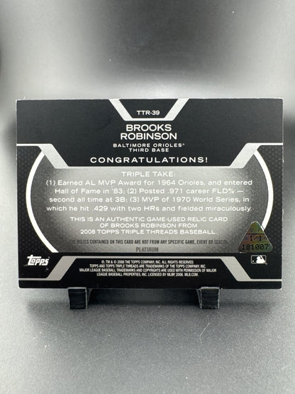 2008 Topps Triple Threads Brooks Robinson #TTR-39 Platinum 1/1 Patch Game-Used