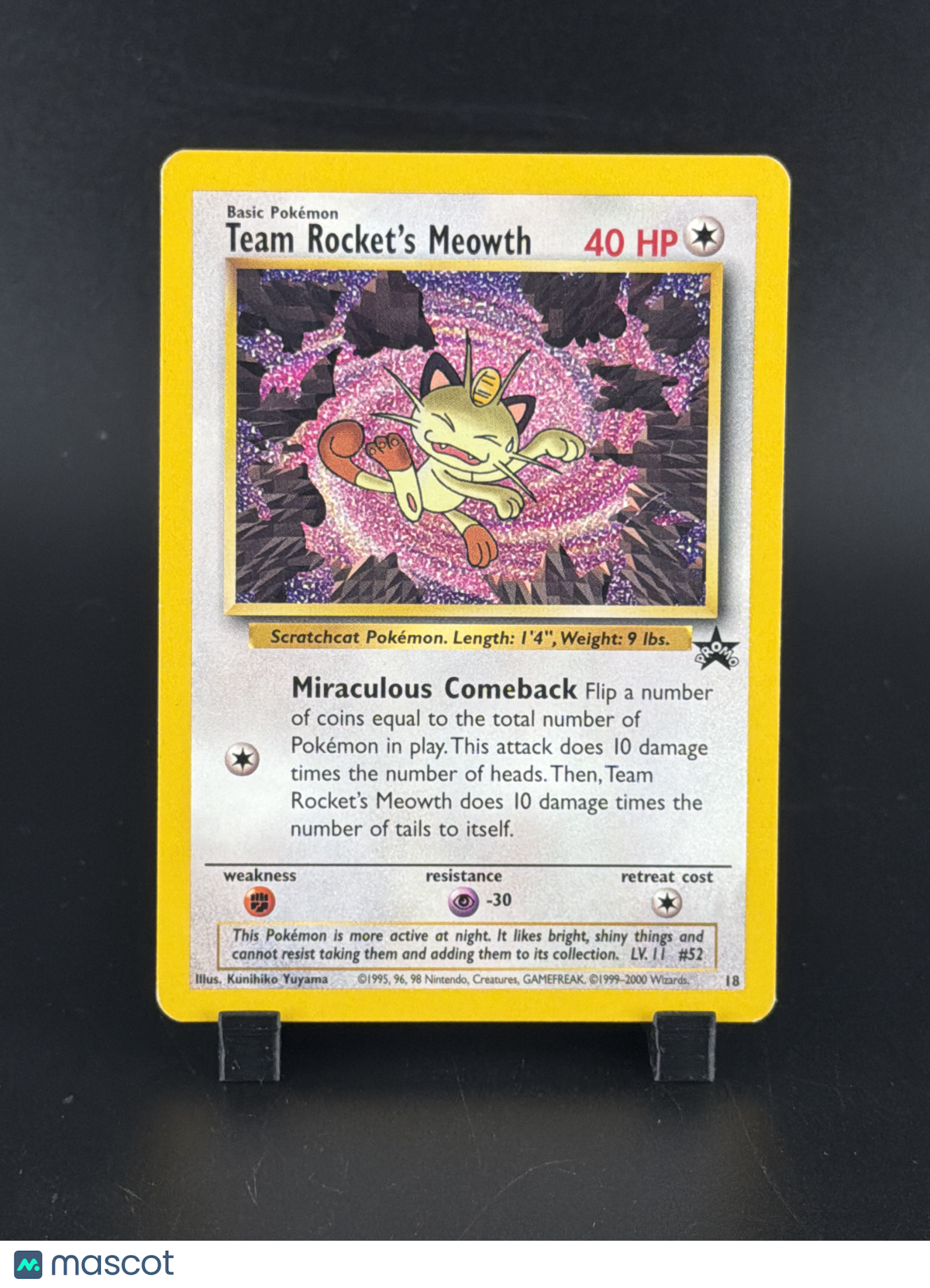 2000 Wizards Team Rocket's Meowth Black Star Promo #18