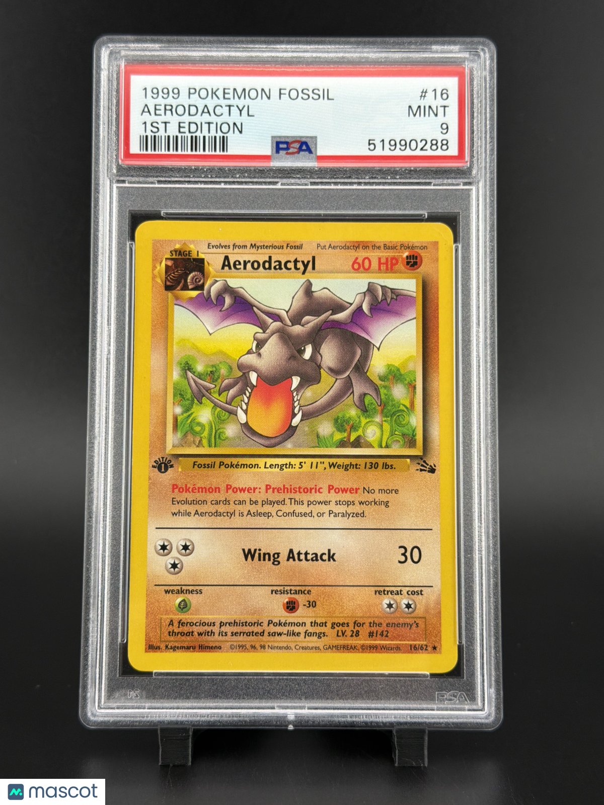 1999 Pokemon Fossil Aerodactyl 1st Edition PSA 9 #16
