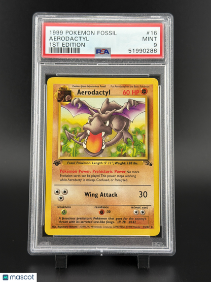1999 Pokemon Fossil Aerodactyl 1st Edition PSA 9 #16