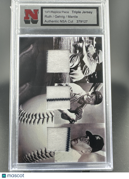2022 NSA Triple Jersey Babe Ruth Mickey Mantle Lou Gehrig  Triple Jersey Mem