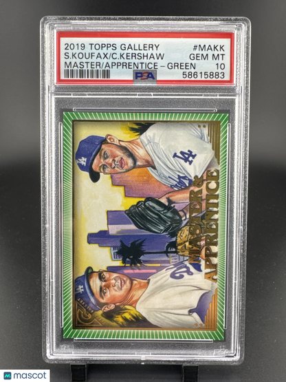 2019 Topps Gallery Master & Apprentice C. Kershaw S. Koufax #MAKK Green PSA 10