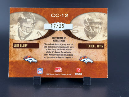 2017 Donruss Classics Combos John Elway Terrell Davis /25 Patch Game-Worn Jersey