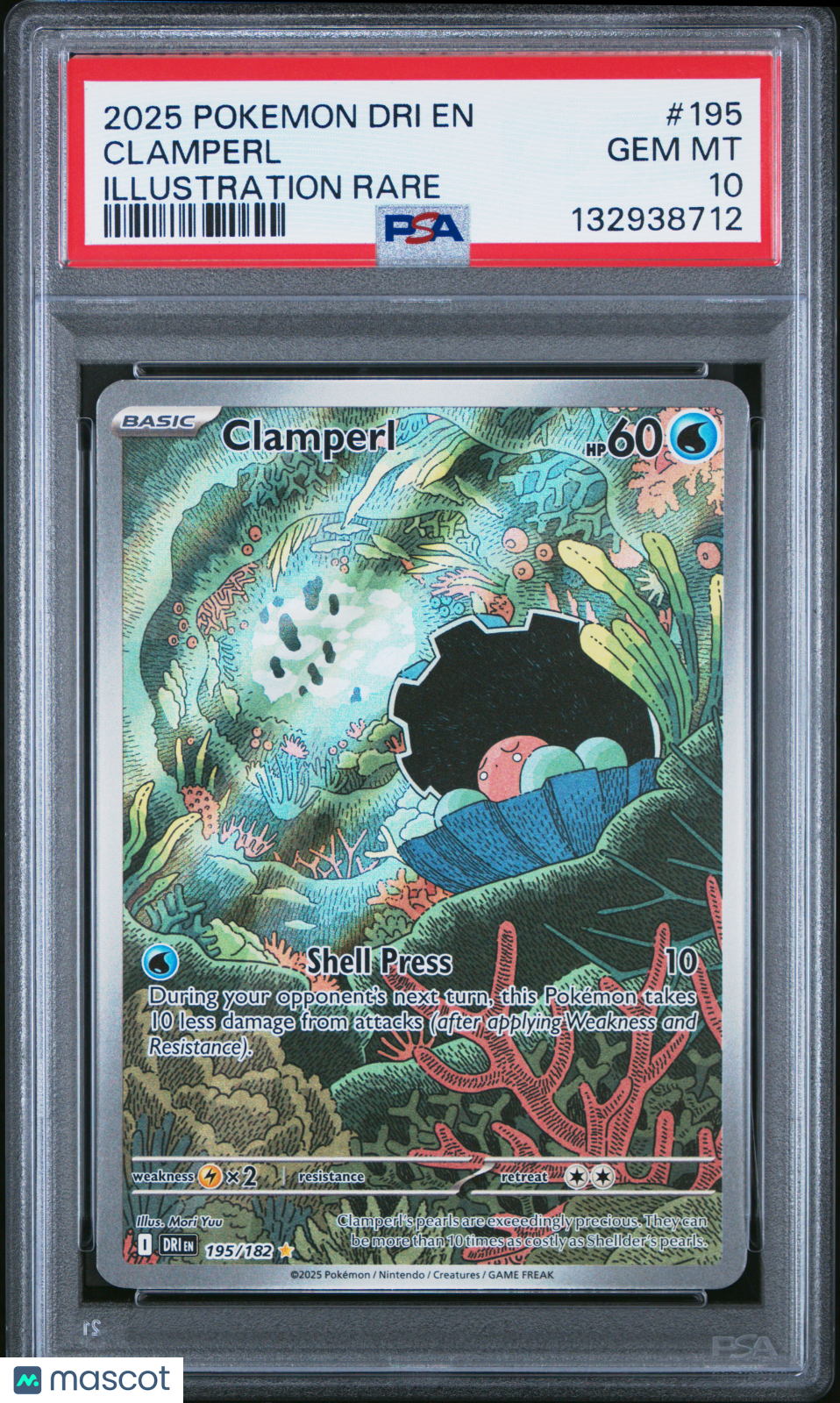 2025 Pokemon Dri EN-Destined Rivals Clamperl Illustration Rare PSA 10 #195