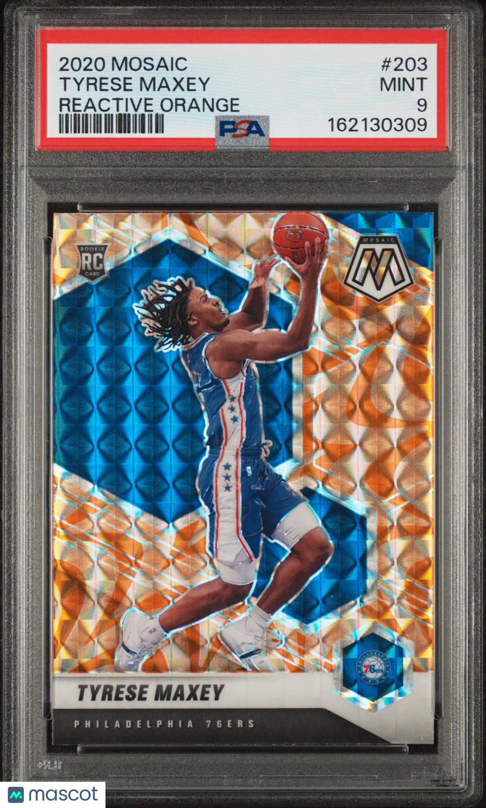 2020 Panini Mosaic Tyrese Maxey #203 Reactive Orange PSA 9
