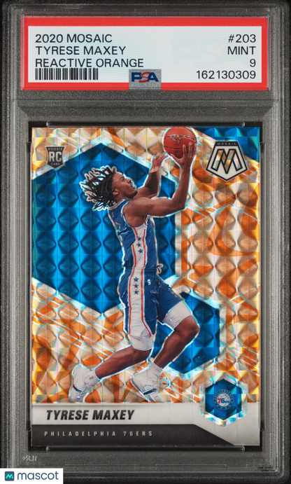 2020 Panini Mosaic Tyrese Maxey #203 Reactive Orange PSA 9