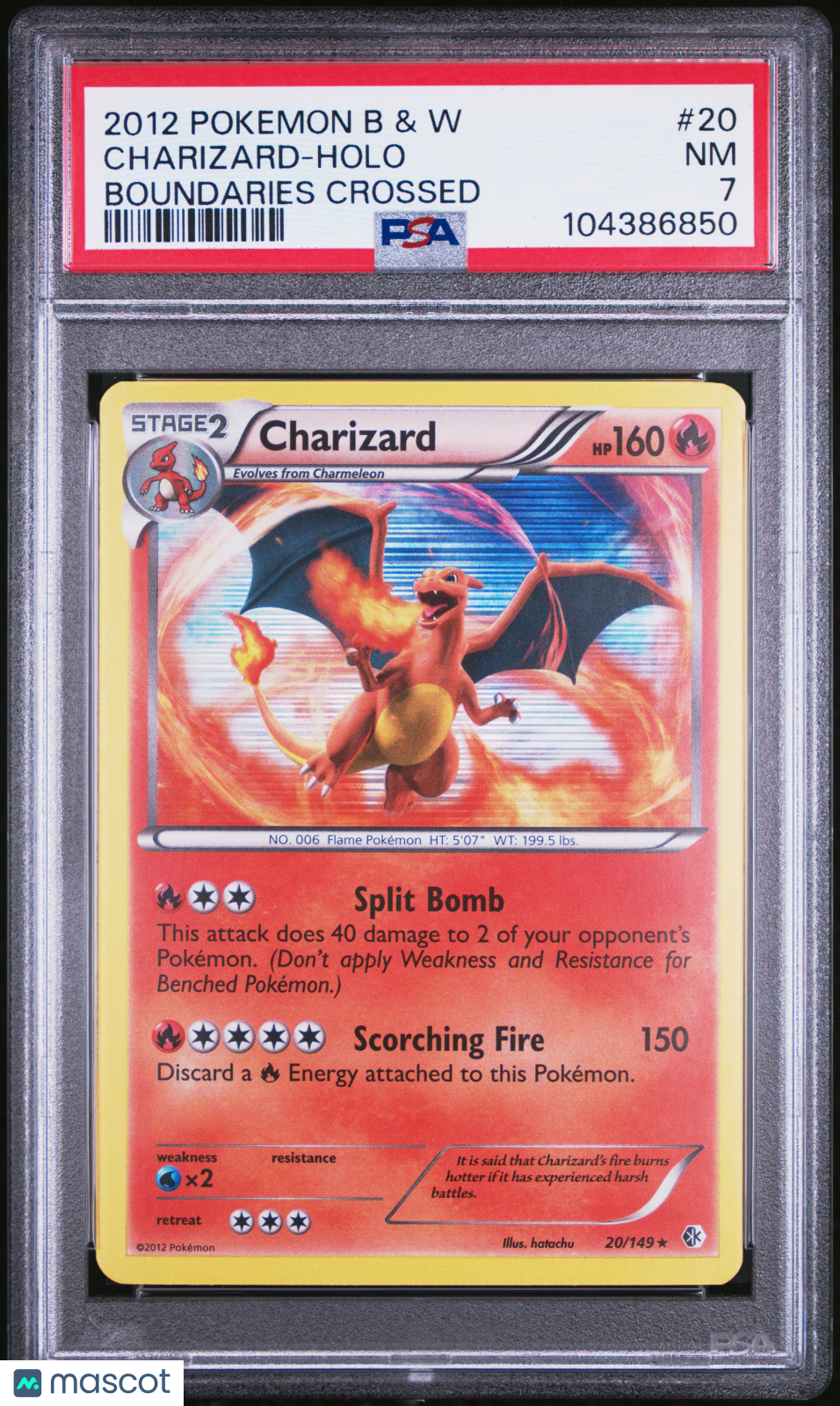2012 Pokemon Black & White Boundaries Crossed Charizard Holo PSA 7 #20