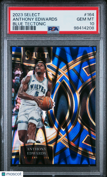 2023 Panini Select Anthony Edwards #164 Blue Tectonic PSA 10