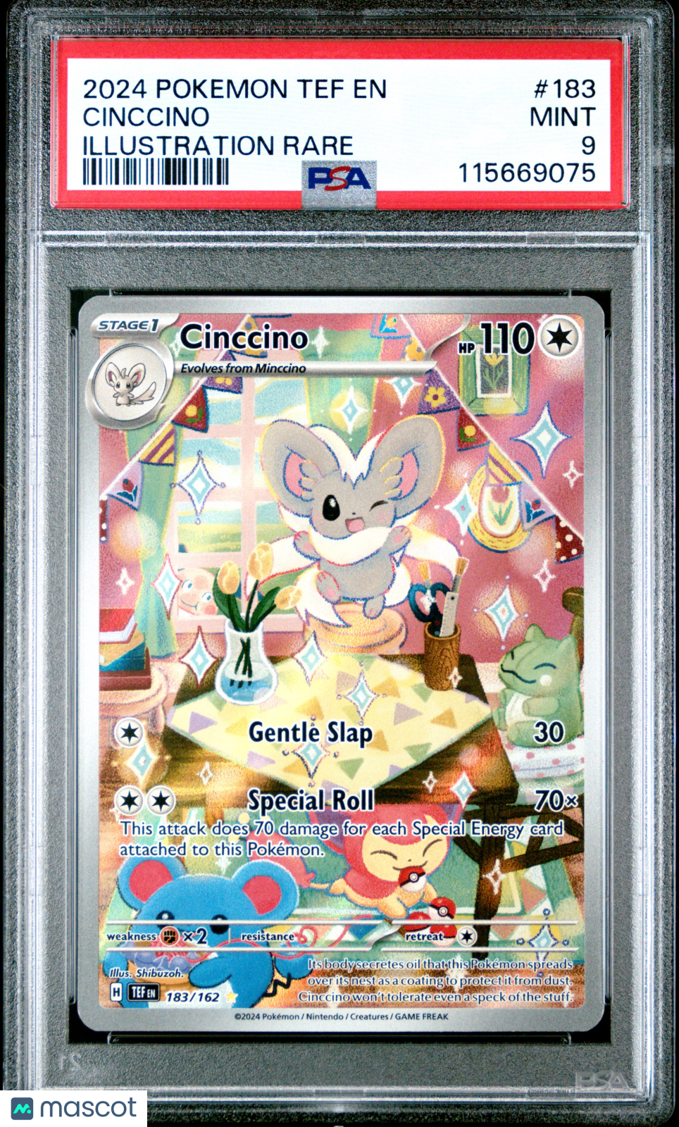 2024 Pokemon Tef EN-Temporal Forces Cinccino Illustration Rare PSA 9 #183