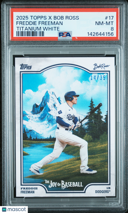 2025 Topps X Bob Ross The Joy Of Baseball Freddie Freeman #17 Titanium White /35