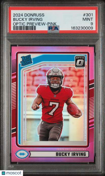 2024 Panini Donruss - Rated Rookie Bucky Irving #301 Optic Preview Pink Prizm...
