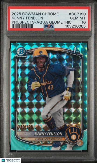 2025 Bowman Chrome - Prospects Kenny Fenelon, Kenny Fenelon #BCP-190 Aqua...